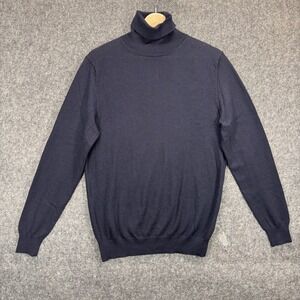 Suitsupply Merino Wool Turtleneck Sweater Men's Medium Navy Blue Lightweight